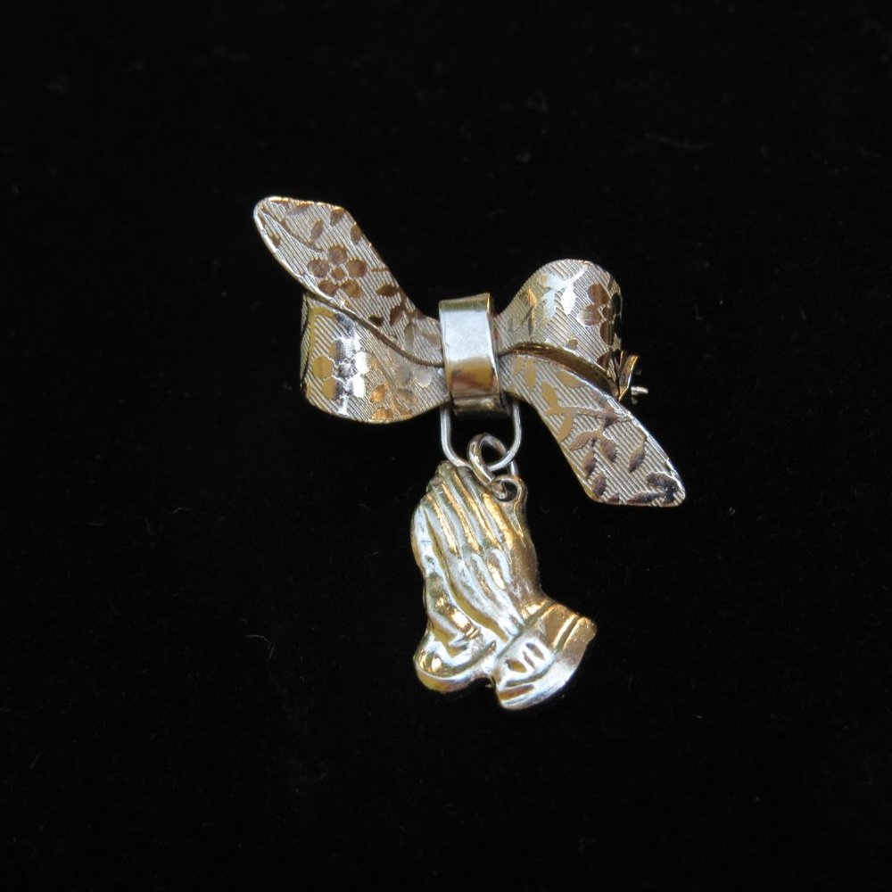 Silver Tone Pin with Praying Hands